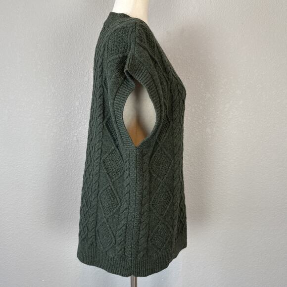 Madewell Womens Cable Knit V-Neck Sweater Vest Size XS Forest Green Wool Blend - Picture 6 of 9